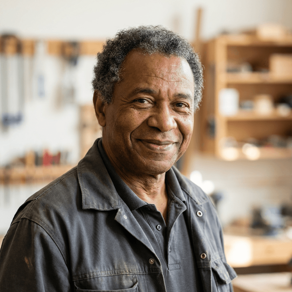 Marcus Boyd in his 40s, Black, homeowner, in a basement during a home inspection